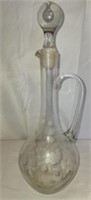 Beautiful vintage etched glass decanter