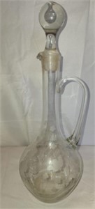Beautiful vintage etched glass decanter