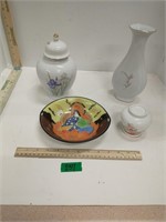 Japanese Iris Decor Covered Vessel & Vase