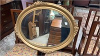 Oval Gold Flower Carved Mirror