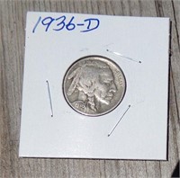 1936-D Buffalo Nickel