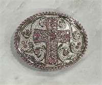 Beltiscool Perforated Pink Rhinestone Belt Buckle