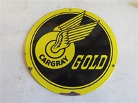 Rare Cargray Gold Porcelain Sign