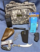 PISTOL HOLSTER NRA CAMO BAG NRA SHRINERS KNIFE LOT