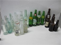 Twenty One Vtg Glass Bottles Tallest 11"