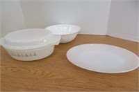 12" Fire King Platter & Fire King Dish w Lid