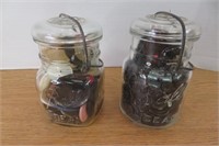 2 Vintage Ball Pint Jars with Vintage Buttons