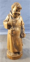 19TH 9" WOOD HAND CARVED MONK SCULPTURE by
