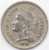 1872 Three Cent Nickel - AU