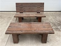 Wood bench & table