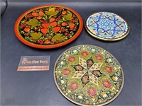 3 Decorative Plates 1 Brass