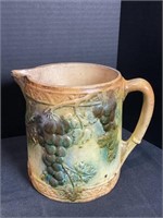 Early Roseville Majolica Stoneware Pitcher Grapes