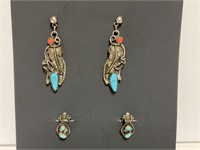 2pr Sterling Turquoise Earrings 8.1 gr TW