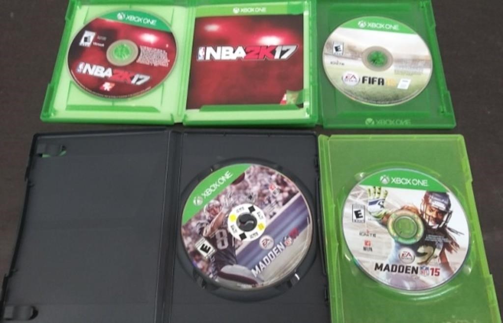 4 Xbox One Games-NBA 2K17, FIFA15, Madden 15 & 17