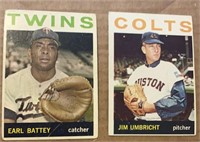 2 1964 Topps Baseball - Umbricht / Battey