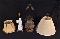 2 decorative Asian table lamps with shades; as is