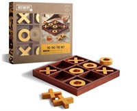 Solid Wood Tic-Tac-Toe Board Game, Giant Gold 14in