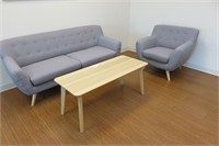 Rectangular coffee table with couch and chair