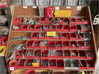 Assorted Bolt Bins and Hardware on Top Rack
