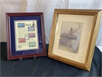 Framed Stamps And Ben Hampton Print