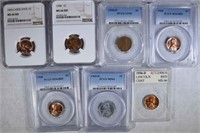 GRADED LINCOLN CENT LOT ( 7 ) 1956-D