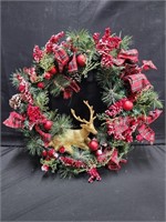 Christmas wreath with gold deer