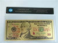 Gold Plated Replica $10 Note
