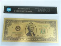 Gold Plated Replica $2 Note