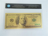 Gold Plated Replica $100 Note