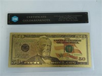 Gold Plated Replica $50 Note