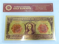 Gold Plated Replica Costa Rican Note