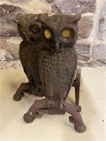 Pair of Owl Form Cast Iron Andirons