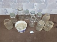 Antique canning jars with glass lids