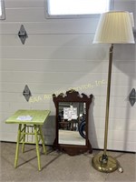 Mid century standing lamp, patio end table & wall