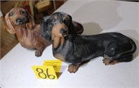2 Dachshund dog ceramic figurines