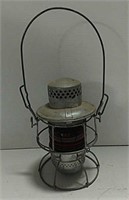 Railroad lantern with red lens