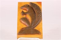 Handcarved and Painted Folk Art Squirrel Plaque,