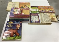 18 books, coloring, puzzles, and Alphabet flash