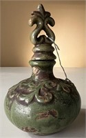 Green Ceramic Vessel With Finial