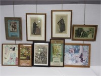 (9) FRAMES WITH ASSORTED PRINTS, ETC.: