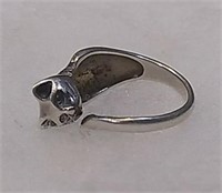 Size 7 sterling silver cat ring