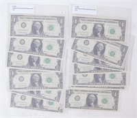 Coin 14 $1 Federal Reserve Notes - Envelopes Crisp