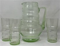 Green Depression Glass Water Set