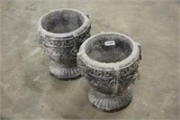 (2) Cement Planters, Approx 13"x14"