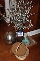 Vase with Flowers, Basket & Bathroom Scale