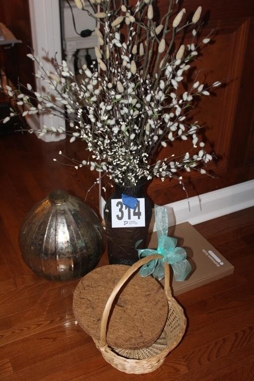 Vase with Flowers, Basket & Bathroom Scale