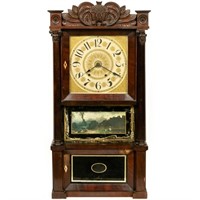 Davis & Barber Wall Clock, Reverse Painted Scene