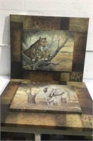 Pair of Leopard & Elephant Prints K15D