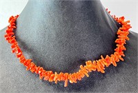16" Vintage Czechoslovakia Sterling Coral Necklace