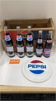 Pepsi Crate w/ Commemorative Pepsi Bottles